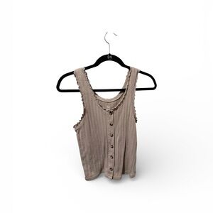 SO Women's Taupe Button-Front Tank Top